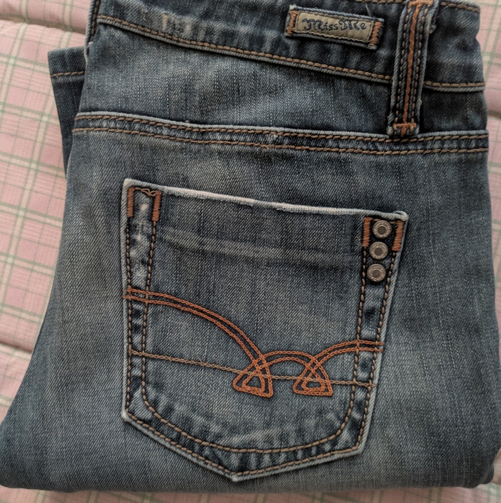 Vintage Women's Miss Me Denim Jeans with Embroidered Pocket